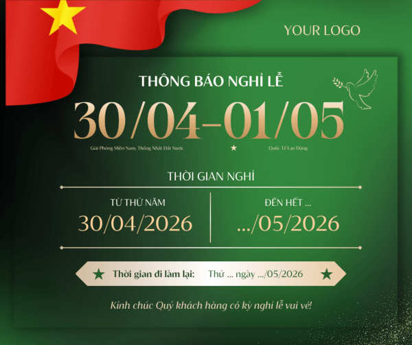 Thông báo nghỉ lễ Giỗ Tổ Hùng Vương, Giải Phóng Miền Nam, Quốc Tế Lao Động (10)