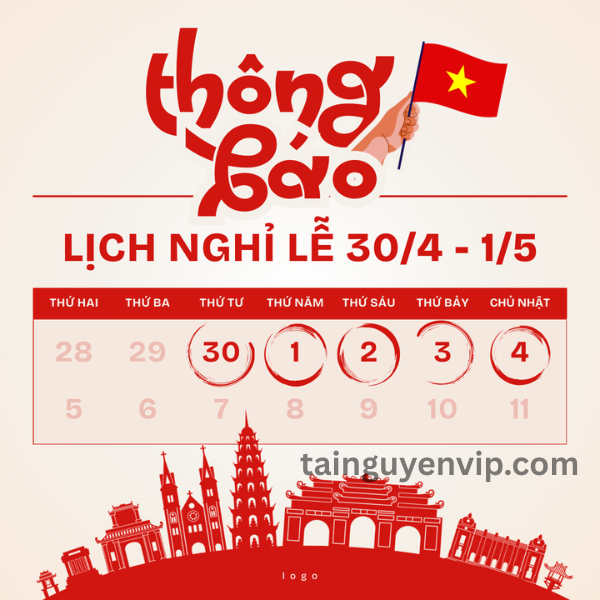 Thông báo nghỉ lễ Giỗ Tổ Hùng Vương, Giải Phóng Miền Nam, Quốc Tế Lao Động (2)