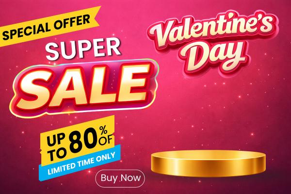 Banner khuyến mãi Valentine lãng mạn
