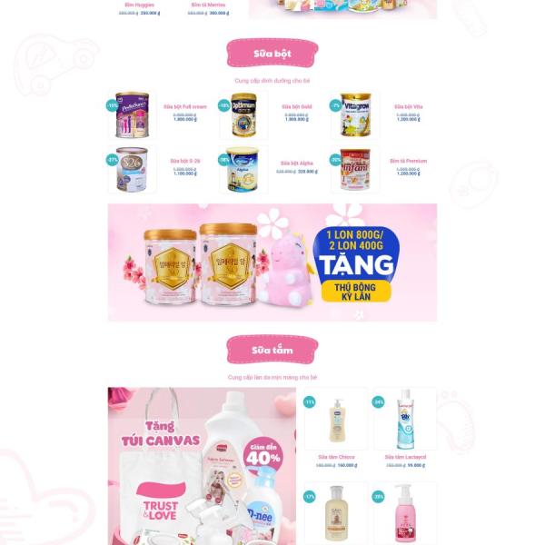Theme WordPress thời trang bỉm tả sữa baby 2