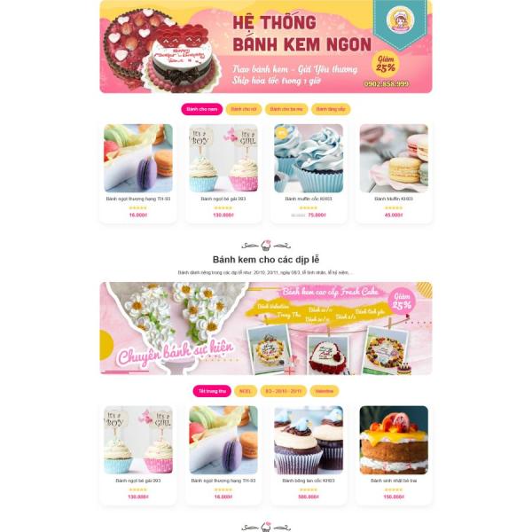 Theme WordPress tiệm bán bánh kem đẹp