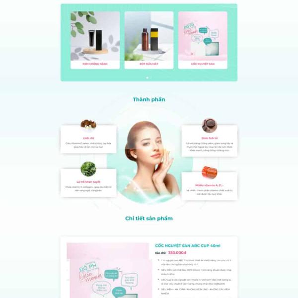 Theme WordPress lading pape giới thiệu bộ mỹ phẩm