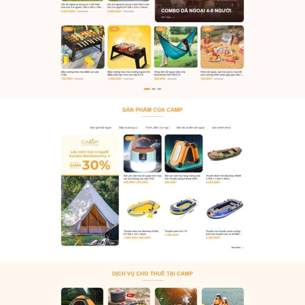 Theme WordPress bán lều bạt camping cắm trại hot