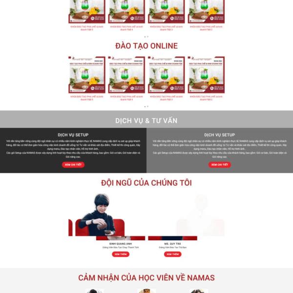 Theme WordPress khóa học đào tạo pha chế