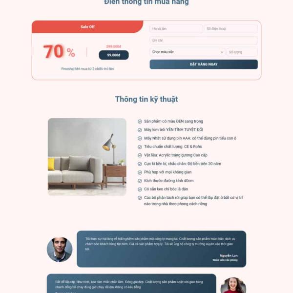 Theme WordPress lading pape bán đồng hồ treo tường