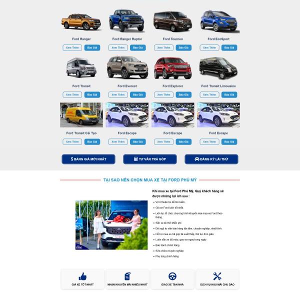 Theme WordPress bán xe Ford 1