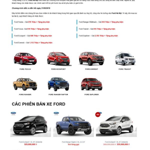 Theme WordPress bán ô tô Ford