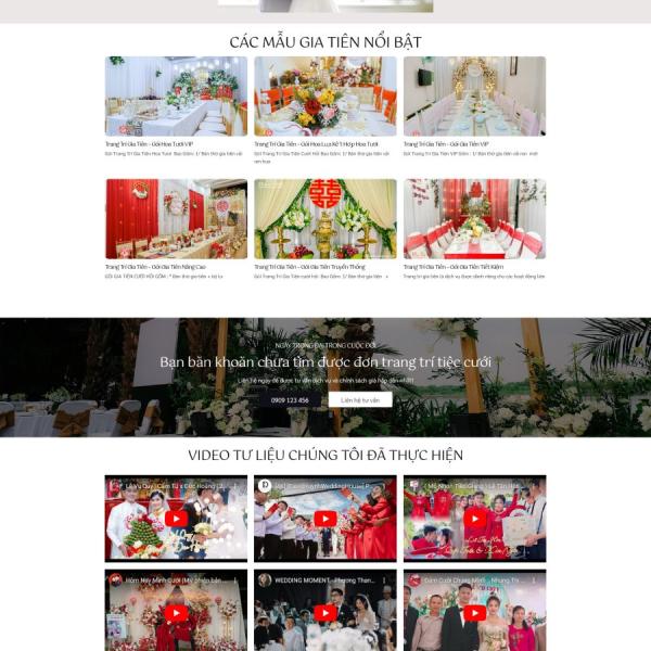Theme WordPress dịch vụ trang trí gia tiên tiệc cưới