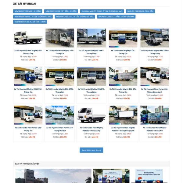 Theme WordPress bán ô tô Hyundai 1