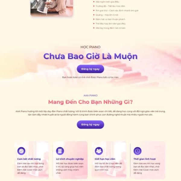 Theme WordPress lading pape khóa dạy đàn piano