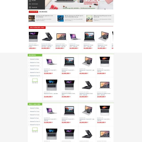 Theme WordPress bán laptop macbook