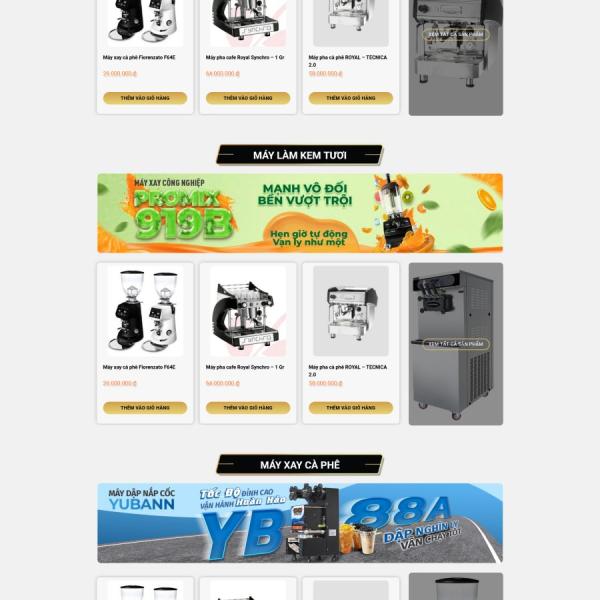 Theme WordPress bán máy pha chế cafe