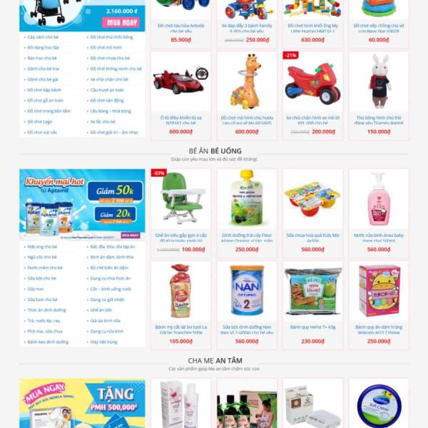 Theme WordPress shop mẹ và bé