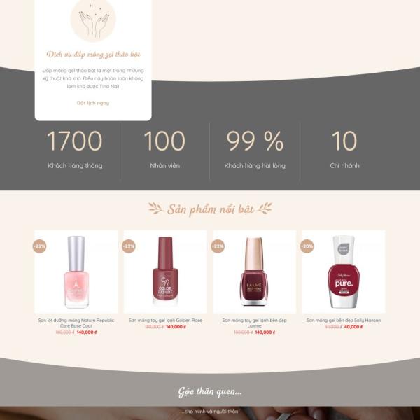 Theme WordPress dịch vụ nail và phụ kiện