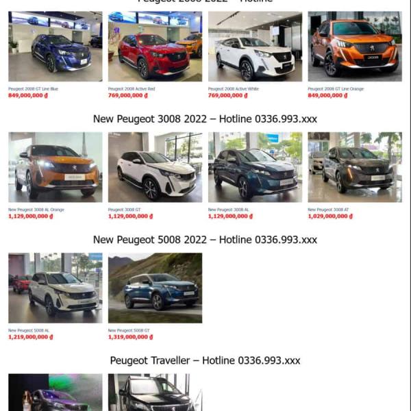 Theme WordPress bán xe peugeot