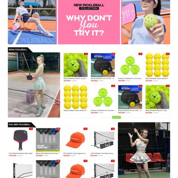 Theme WordPress shop bán dụng cụ thể thao pickleball