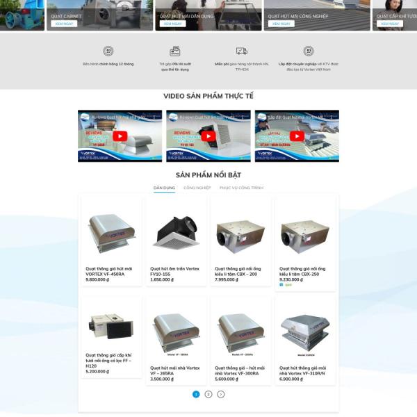 Theme WordPress quạt công nghiệp