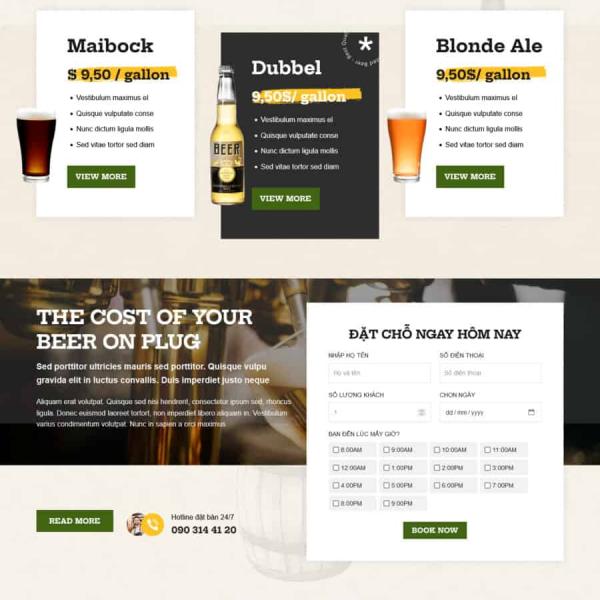 Theme WordPress nhà hàng bán rượu bia, bar