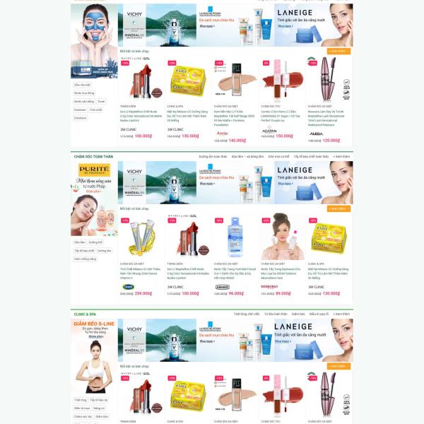 Theme WordPress bán mỹ phẩm đẹp giống hasaki