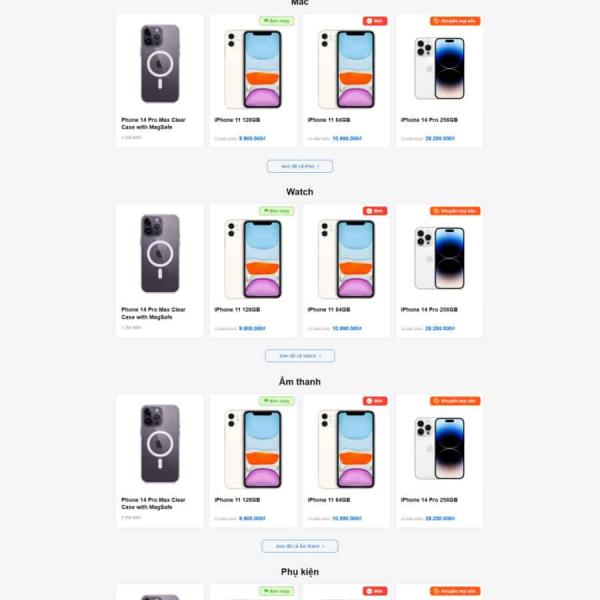 Theme WordPress shop bán điện thoại đẹp giống shopdunk