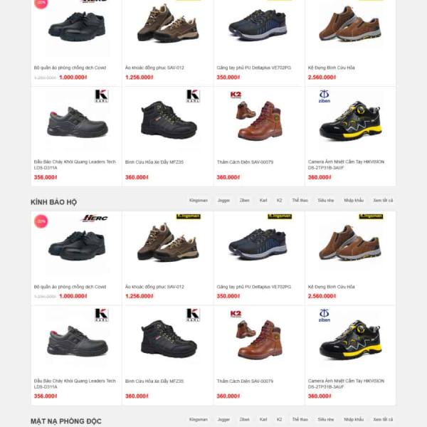 Theme WordPress shop giày bảo hộ lao động