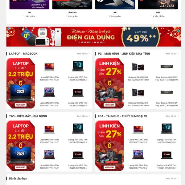 Theme WordPress máy tính 9 giống phongvu.vn