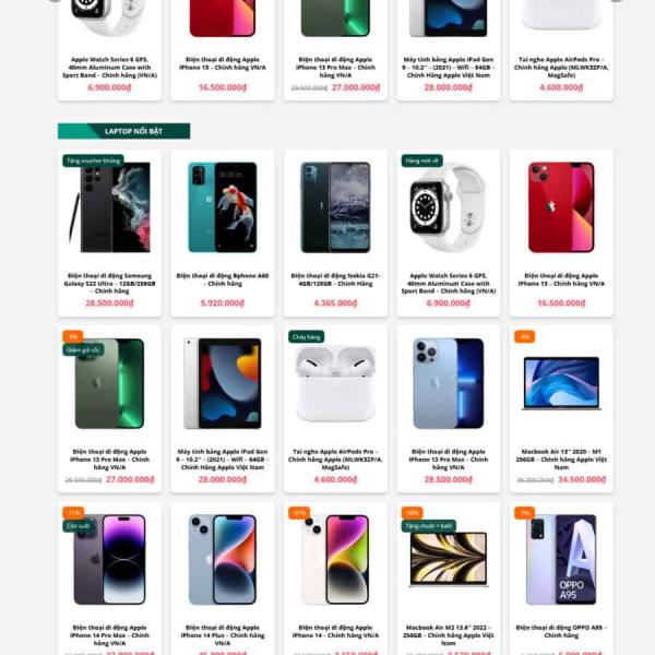 Theme WordPress shop điện thoại hoàng hà mobile 2