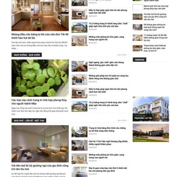 Theme WordPress tin tức tạp chí nhà đẹp