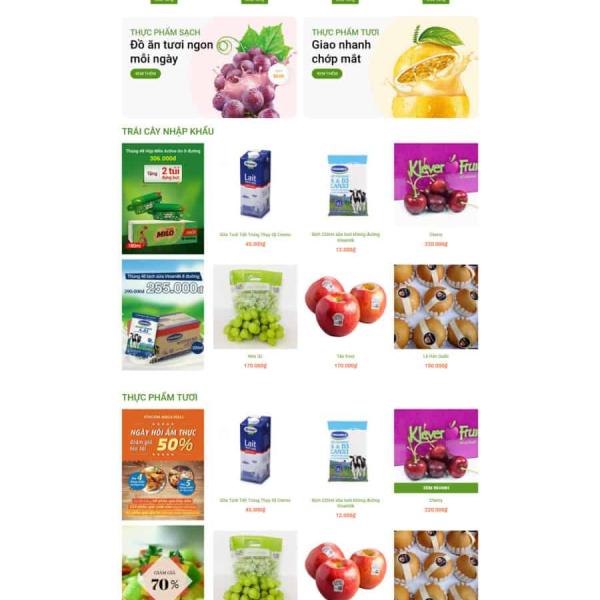 Theme WordPress thực phẩm trái cây sạch