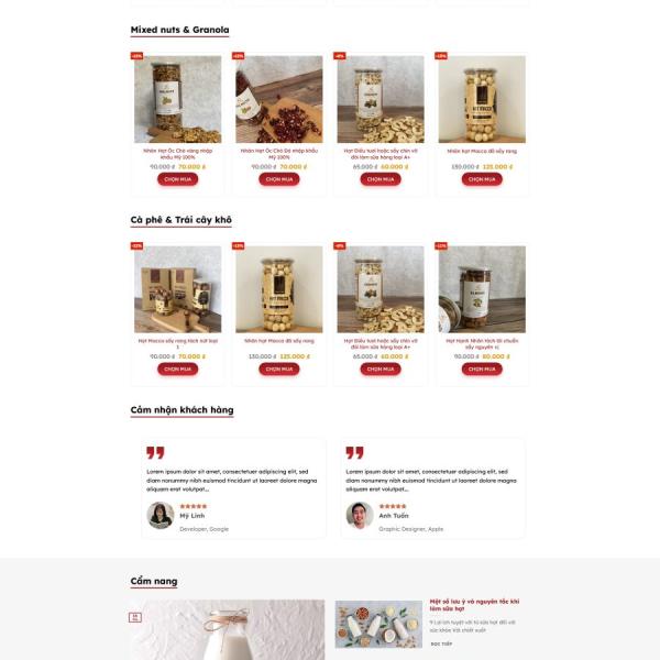 Theme WordPress bán rau củ, hạt, trái cây sấy khô và thực phẩm sạch