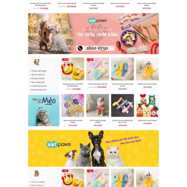 Theme WordPress bán đồ thú cưng 1