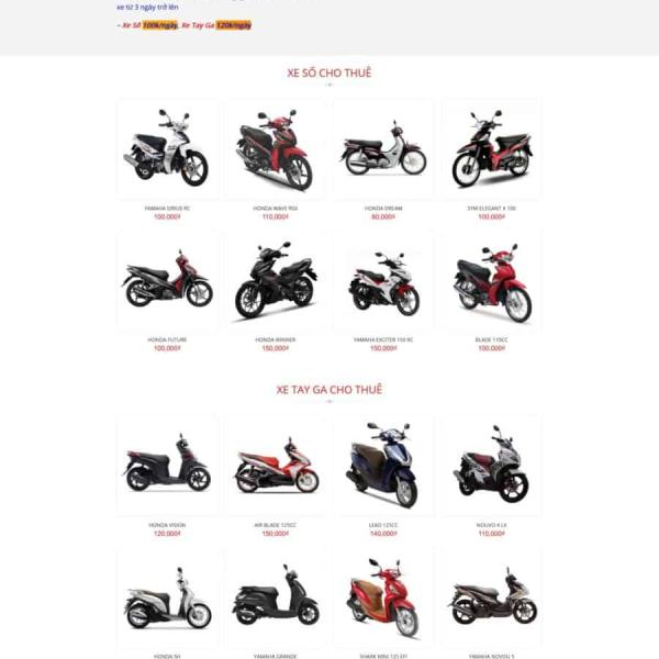 Theme WordPress cho thuê xe máy chuẩn SEO