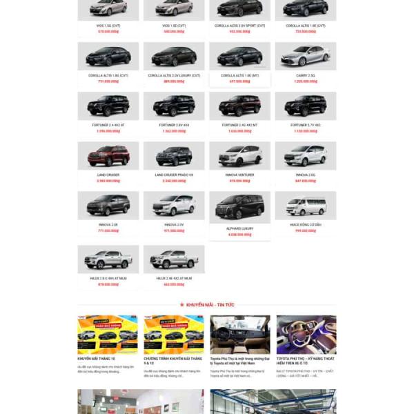 Theme WordPress bán ô tô Toyota 2