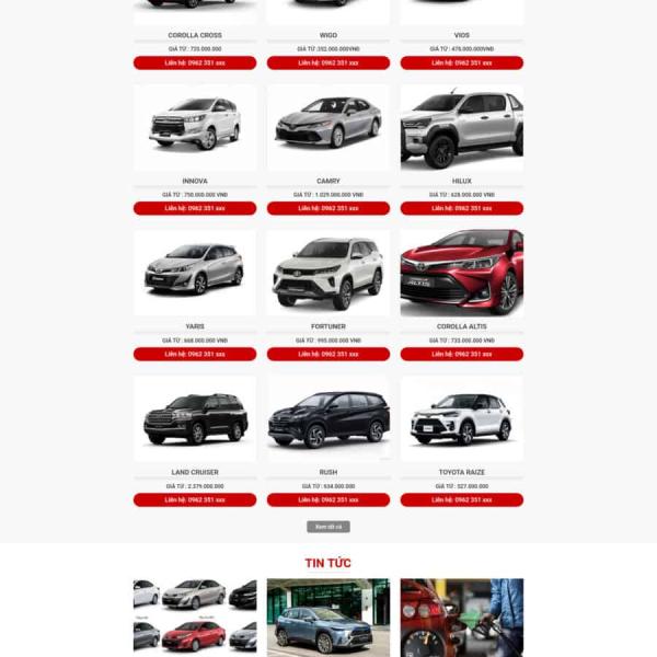 Theme WordPress ô tô Toyota