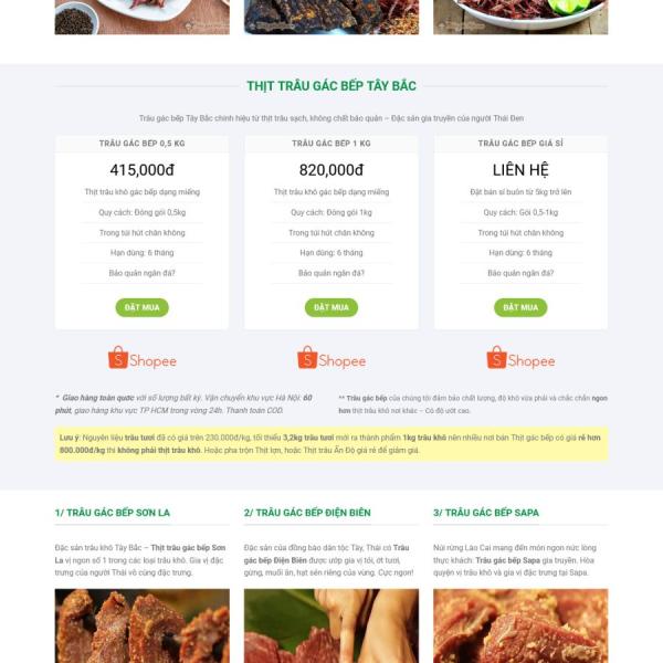 Theme WordPress bán thịt trâu gác bếp