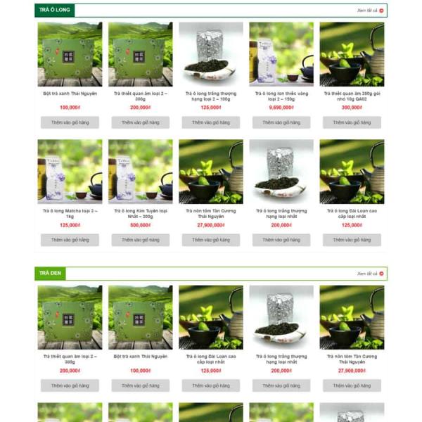 Theme WordPress bán trà xanh