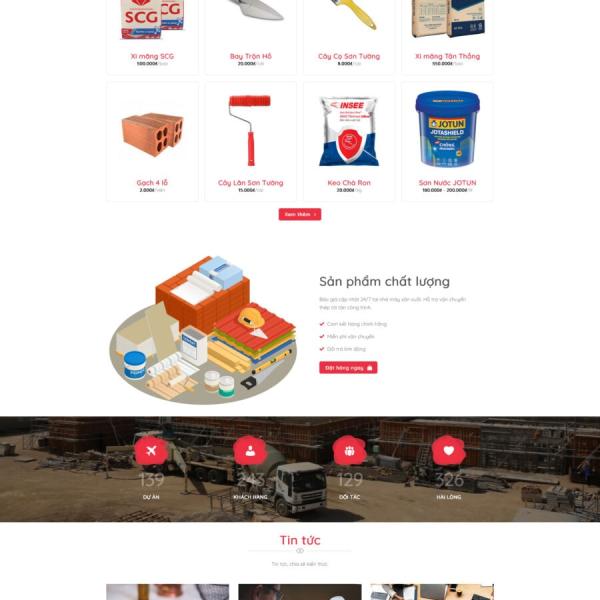 Theme WordPress cửa hàng vật liệu xây dựng