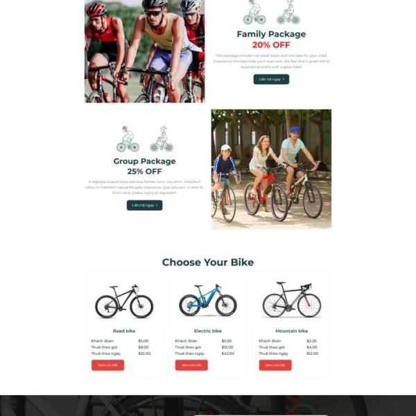 Theme WordPress dịch vụ cho thuê xe đạp